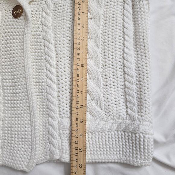 Magaschoni Womens Chunky Cable Knit Fisherman Cottage Coastal Cardigan Sweater L - Picture 10 of 10